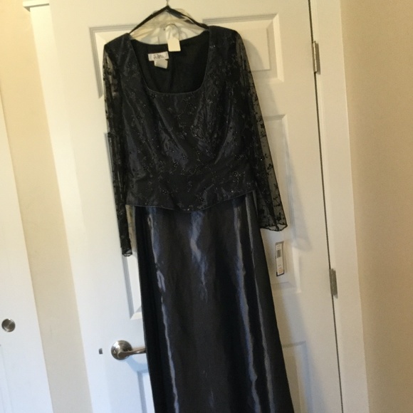 slate grey evening dress
